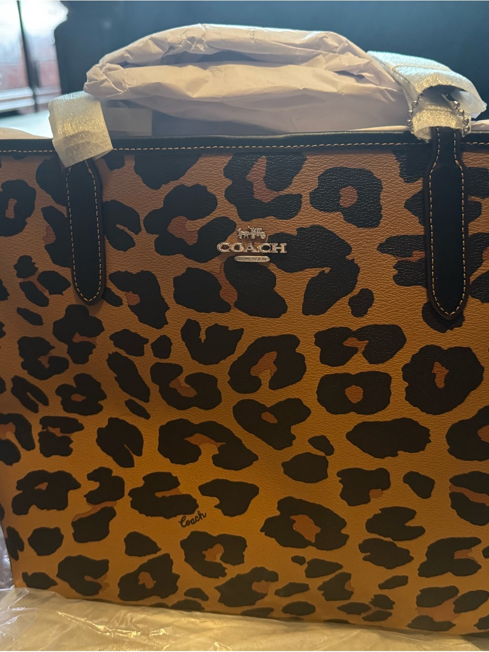 Coach Leopard-Print City Tote Bag - Tan & Black